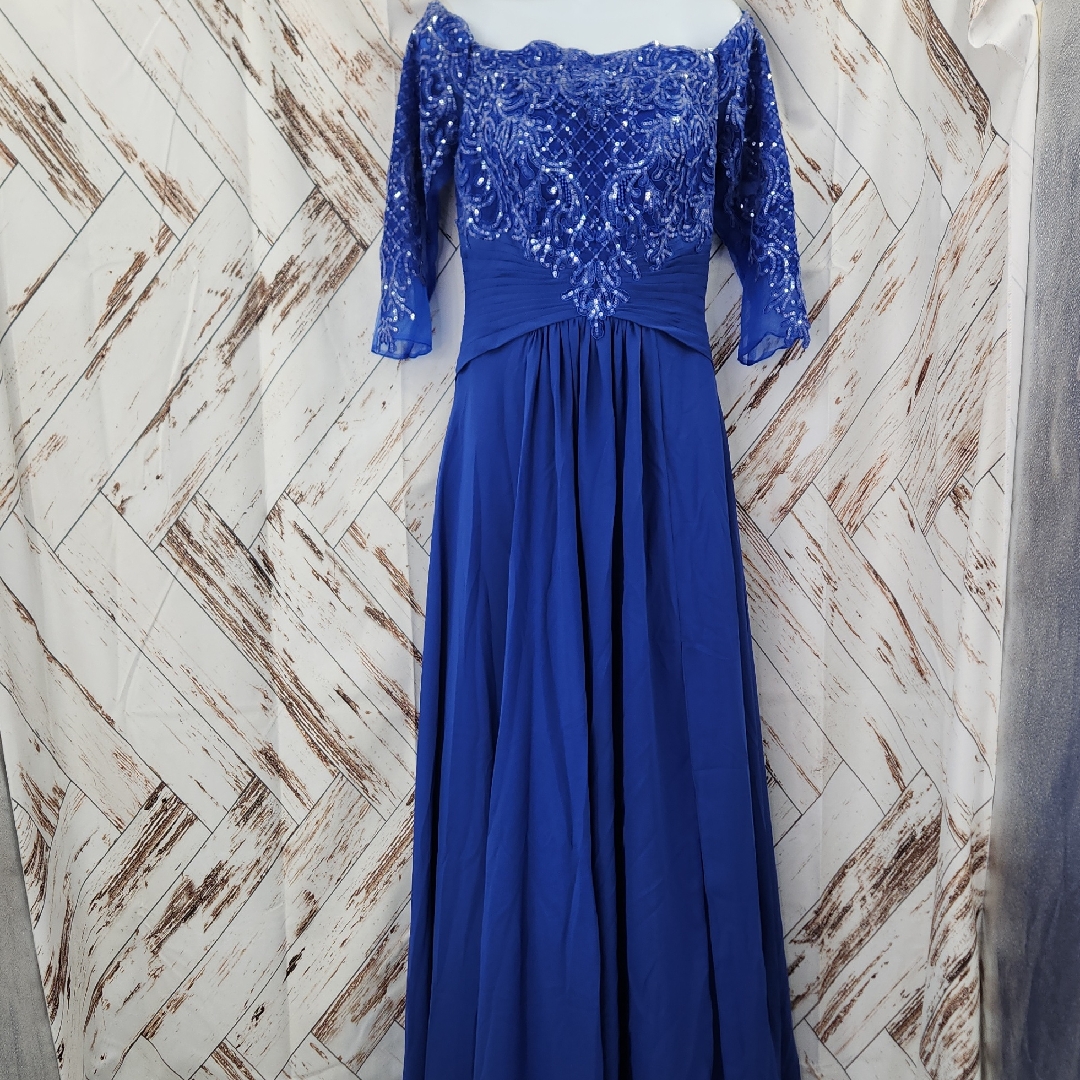 Jj's House A-Line V-Neck Floor-Length Lace Chiffon Mother Of The Bride Dress